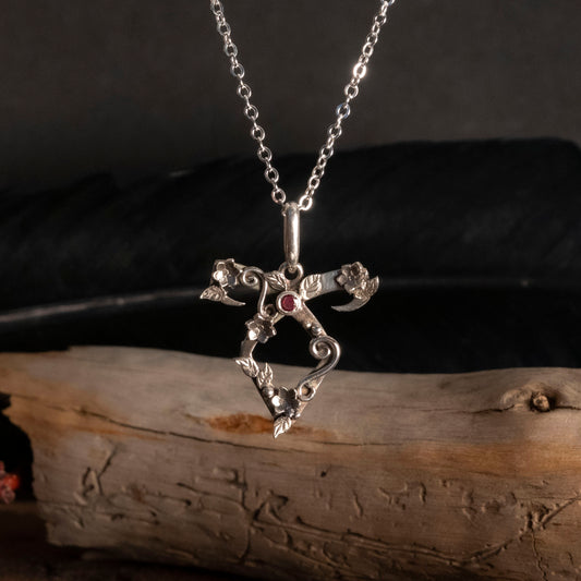 flower power rune necklace - ruby