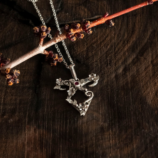 flower power rune necklace - ruby
