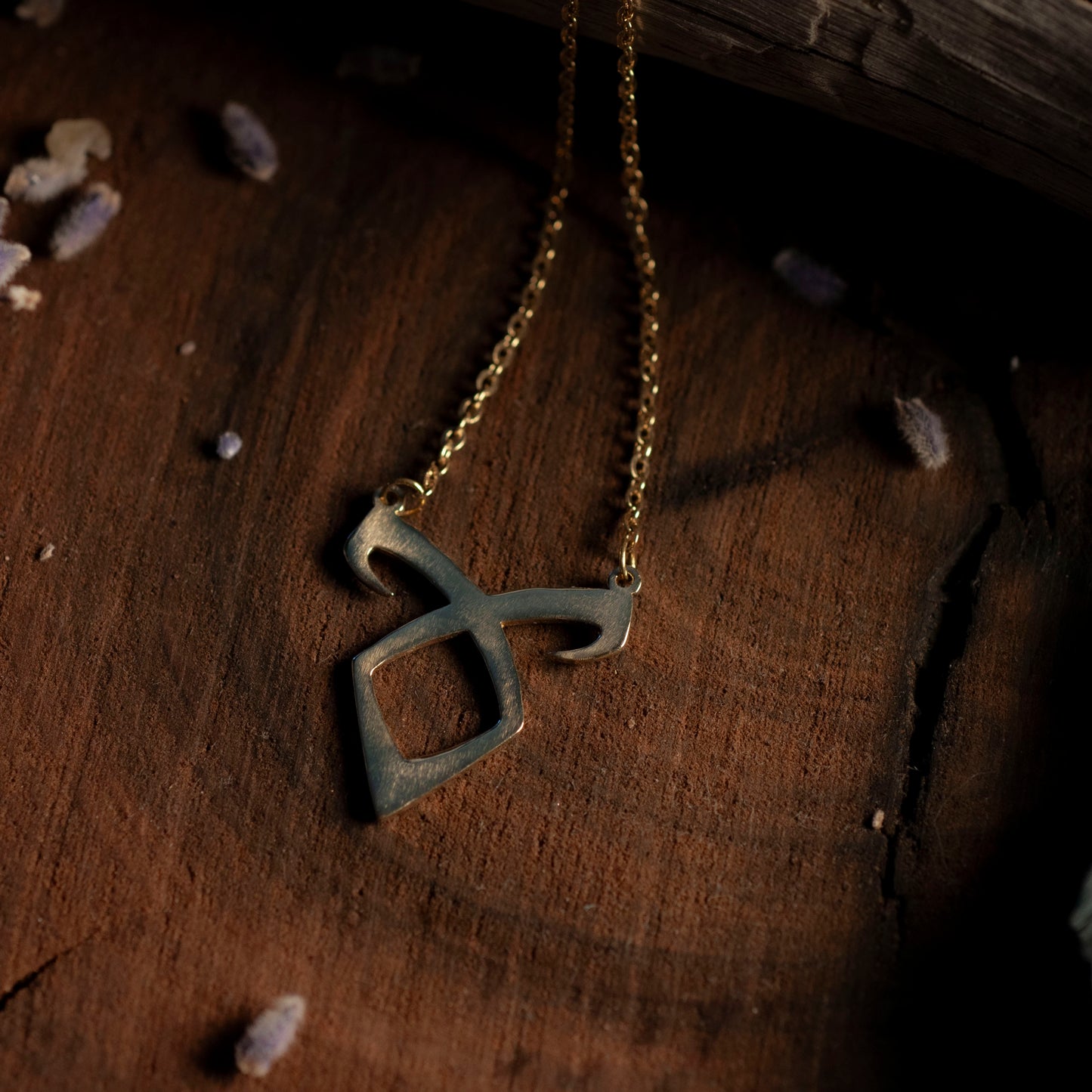 Angelic Power Rune Necklace - Brass