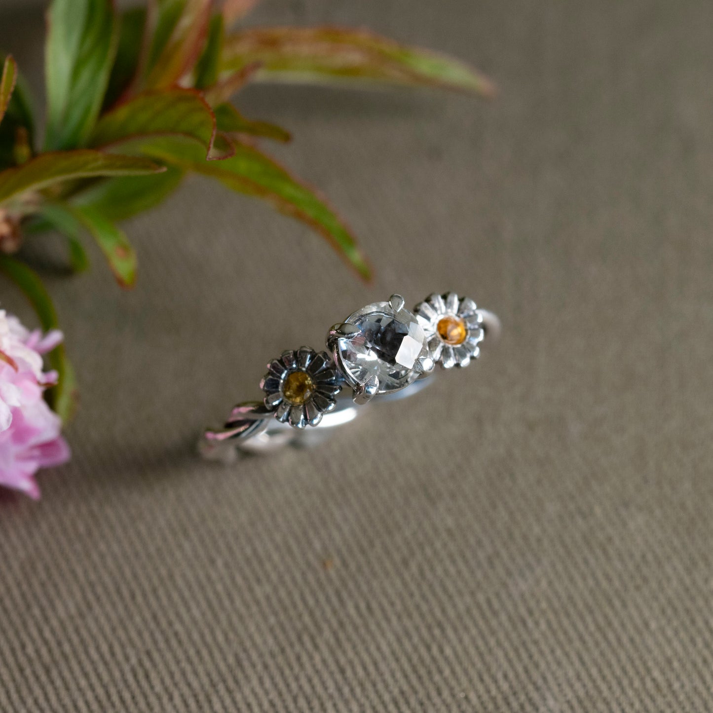 April Daisy & Clear Quartz Ring - Hebel Design