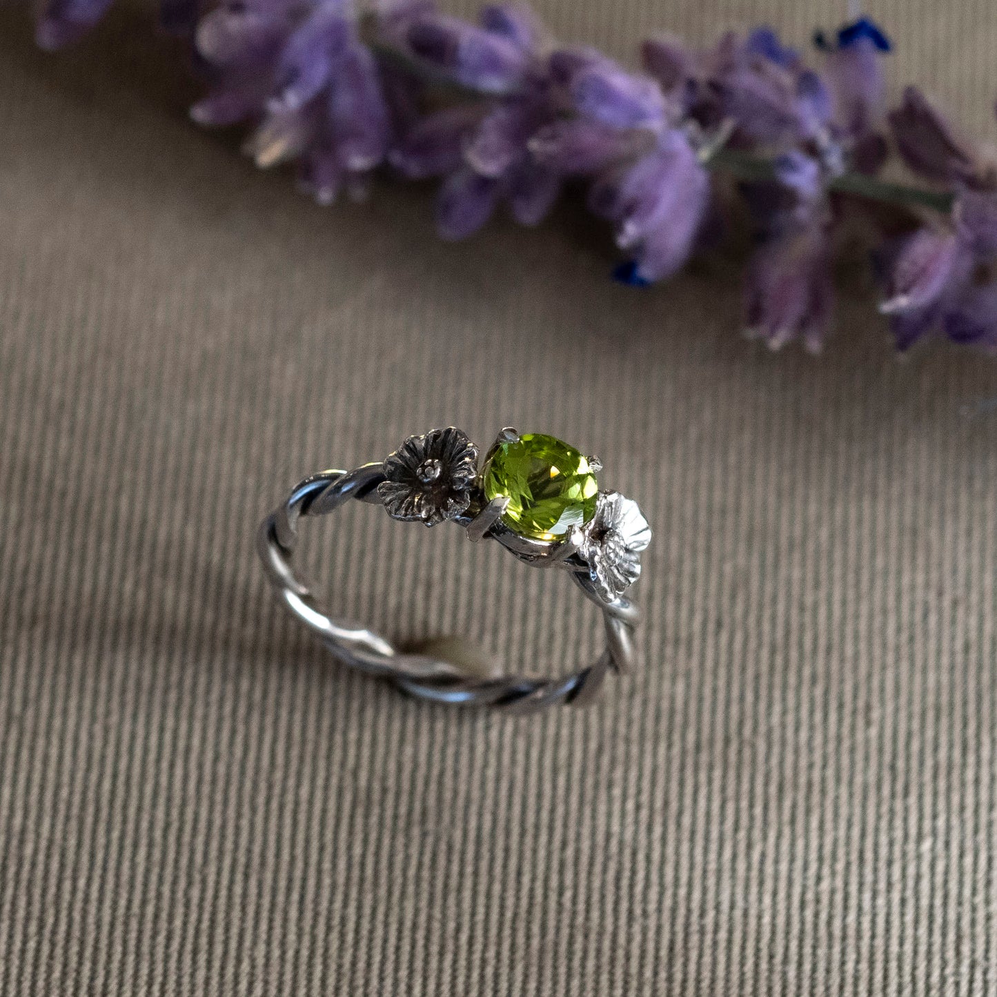 August Peridot and Poppy Ring