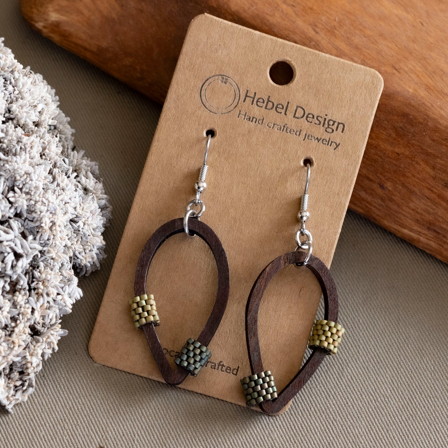 Wooden Dangle Earrings - Hebel Design