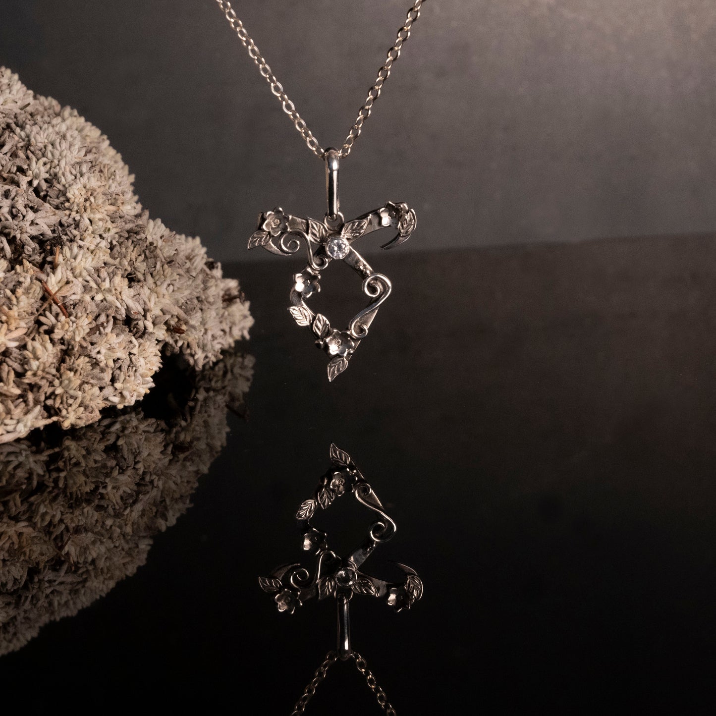 flower power rune necklace - clear topaz