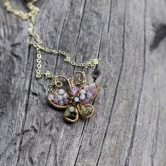Jeweled Butterfly Necklace - Hebel Design