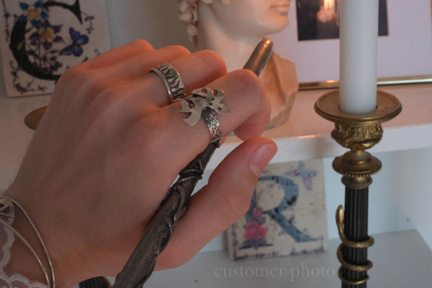 detail of ring on hand