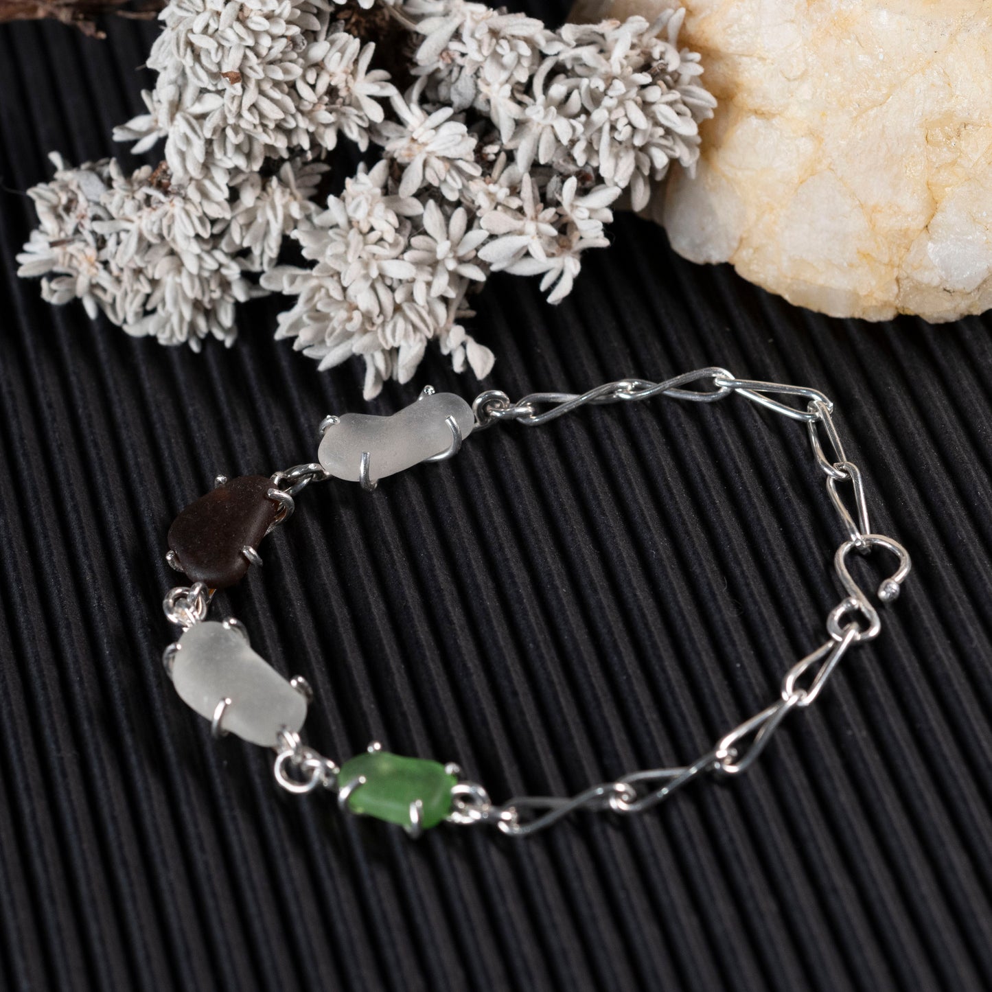 Coastal inspired sea glass bracelet