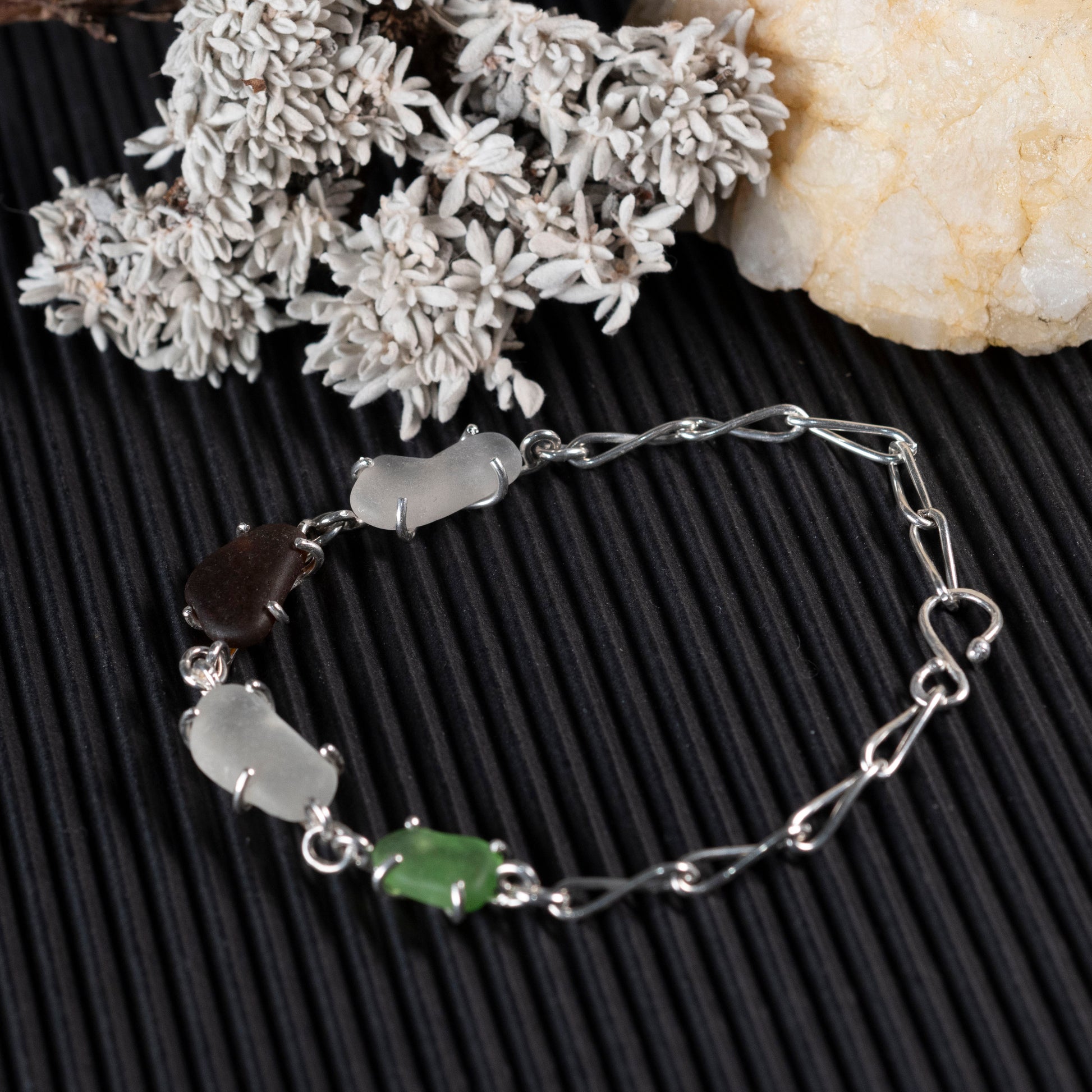 Coastal inspired sea glass bracelet