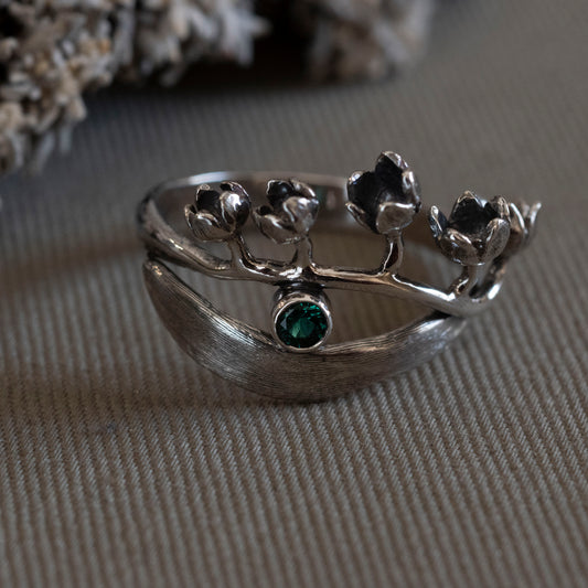May Lily of the Valley & Emerald Ring - Hebel Design