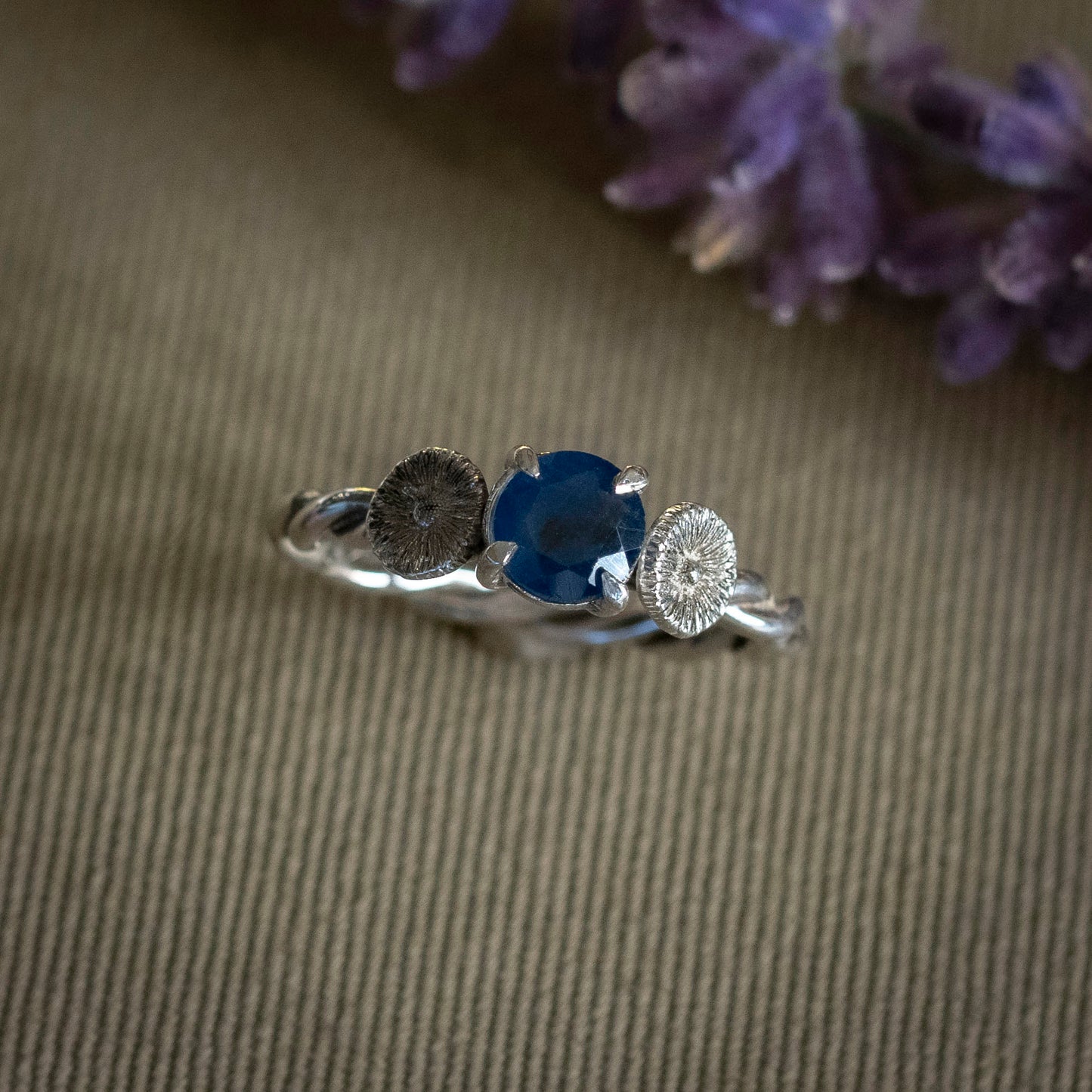 September Sapphire and Aster ring