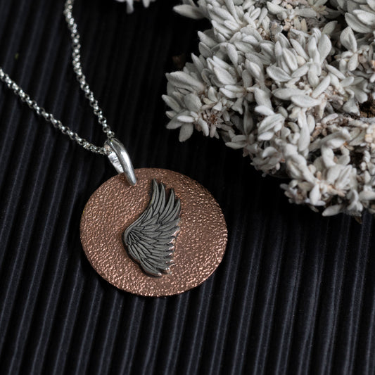 Odessa's Wing Necklace - Copper & Silver - Hebel Design