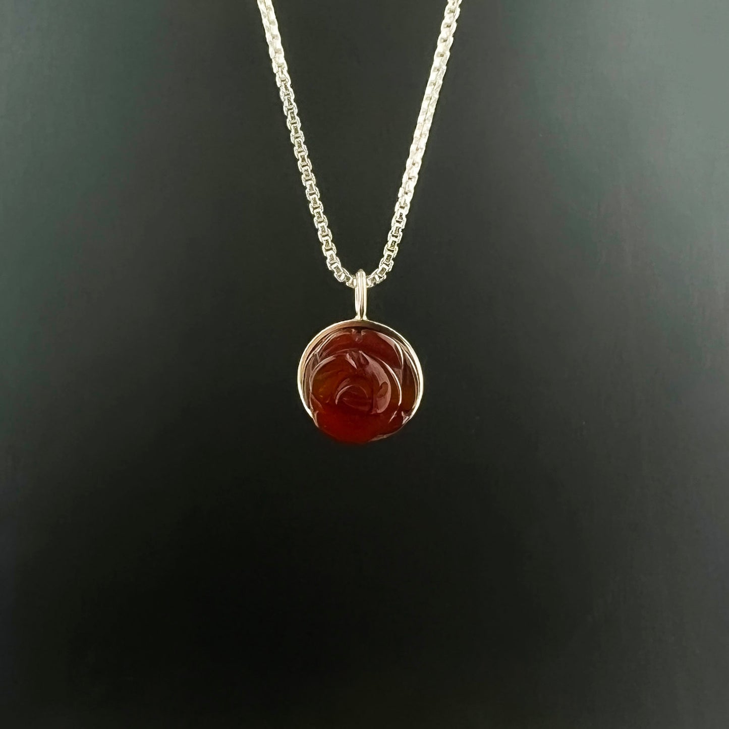 Red Agate Rose Necklace - Hebel Design