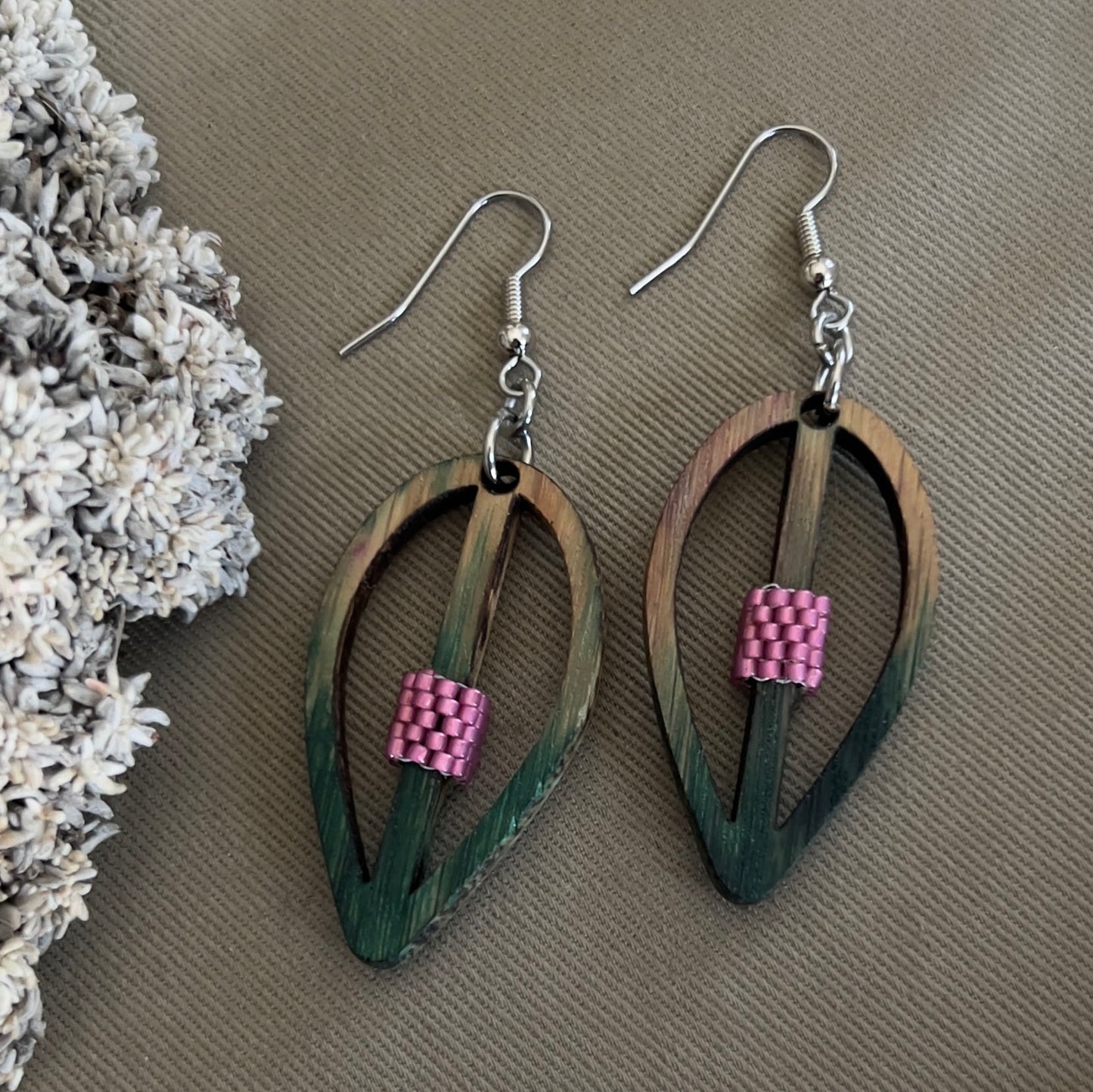 Wooden Dangle Earrings - Hebel Design