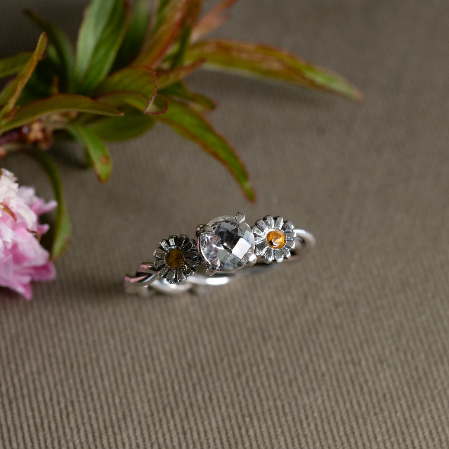 April Daisy & Clear Quartz Ring - Hebel Design