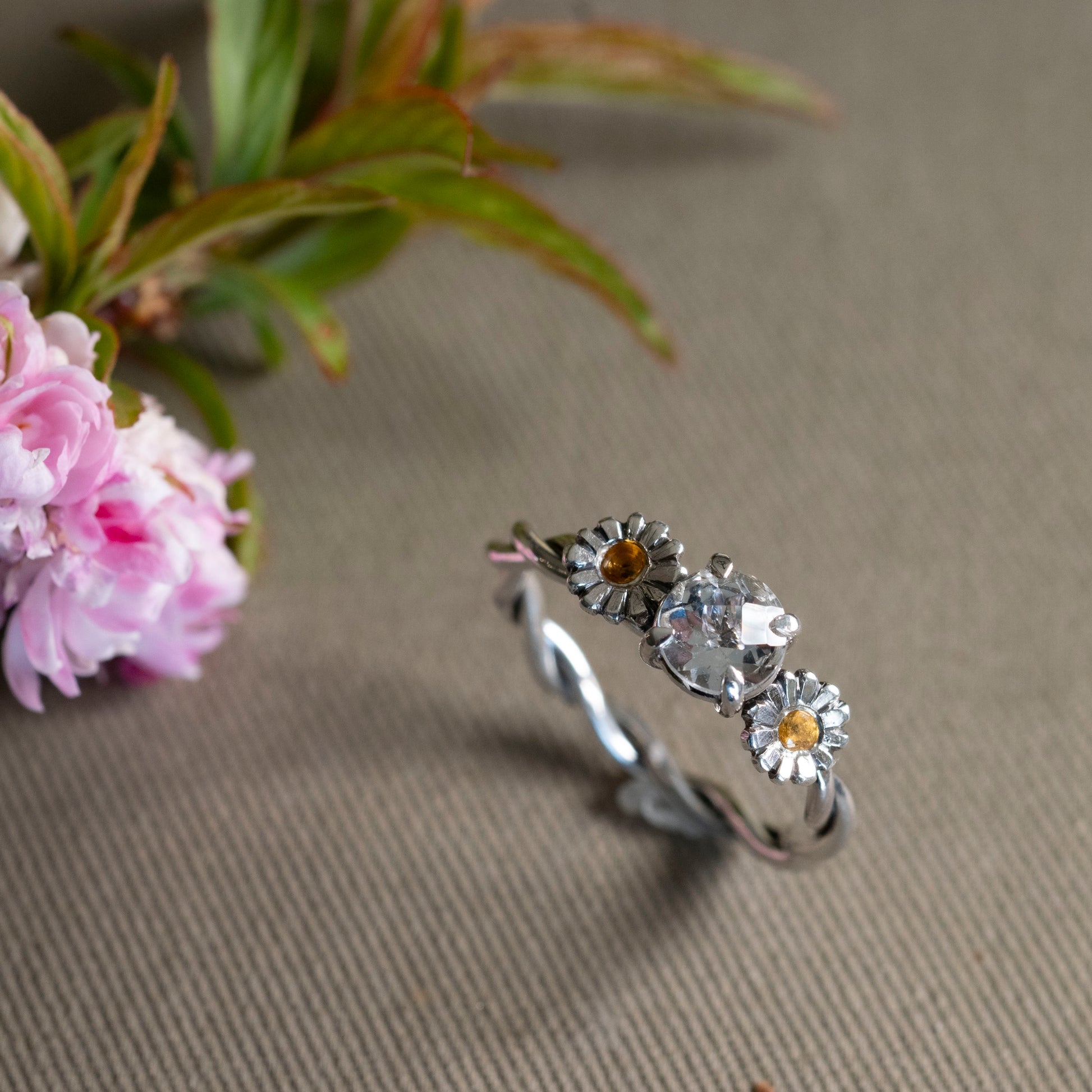 April Daisy & Clear Quartz Ring - Hebel Design