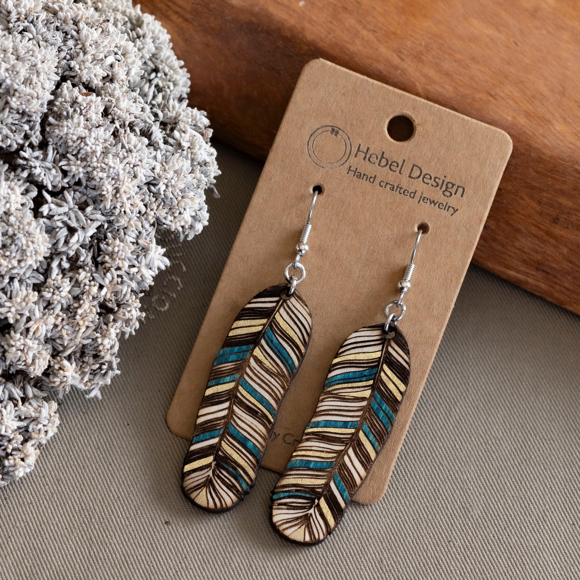 Wooden Dangle Earrings - Hebel Design