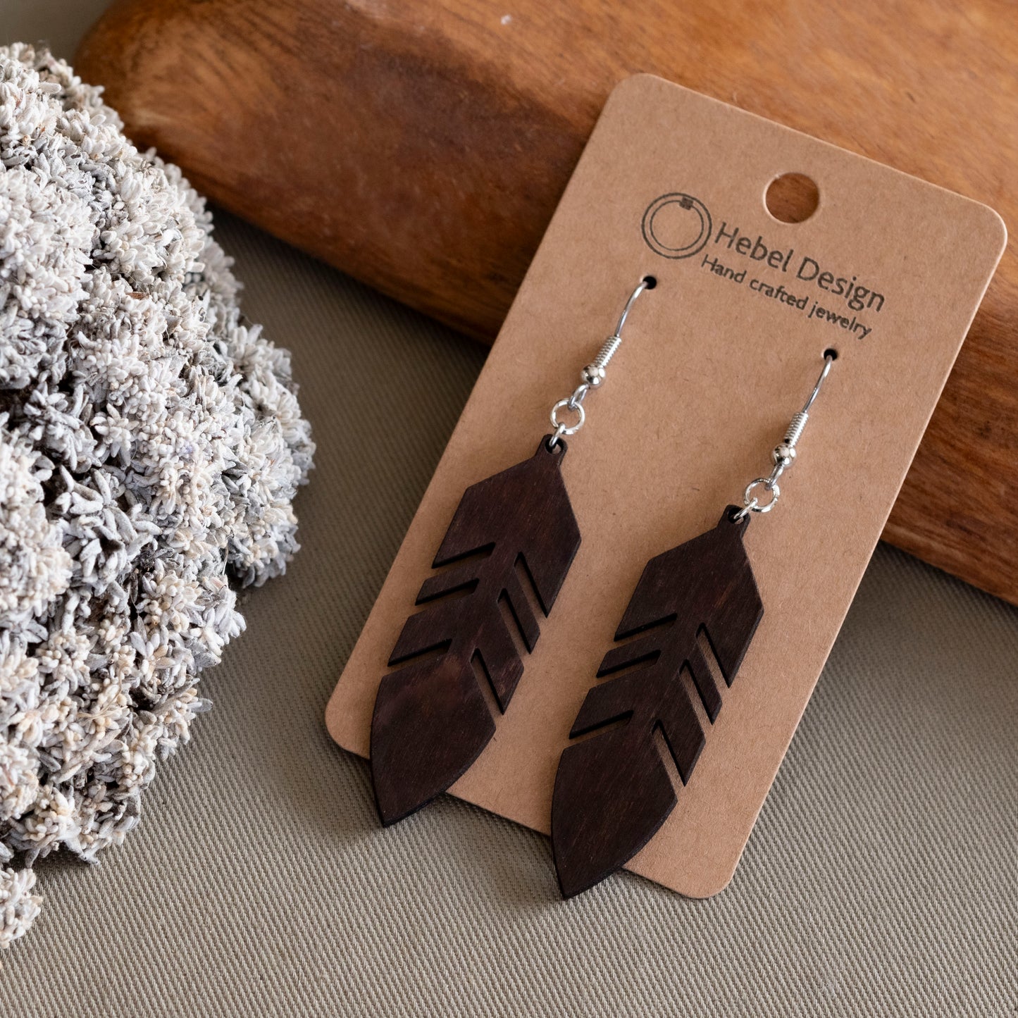 Wooden Dangle Earrings - Hebel Design