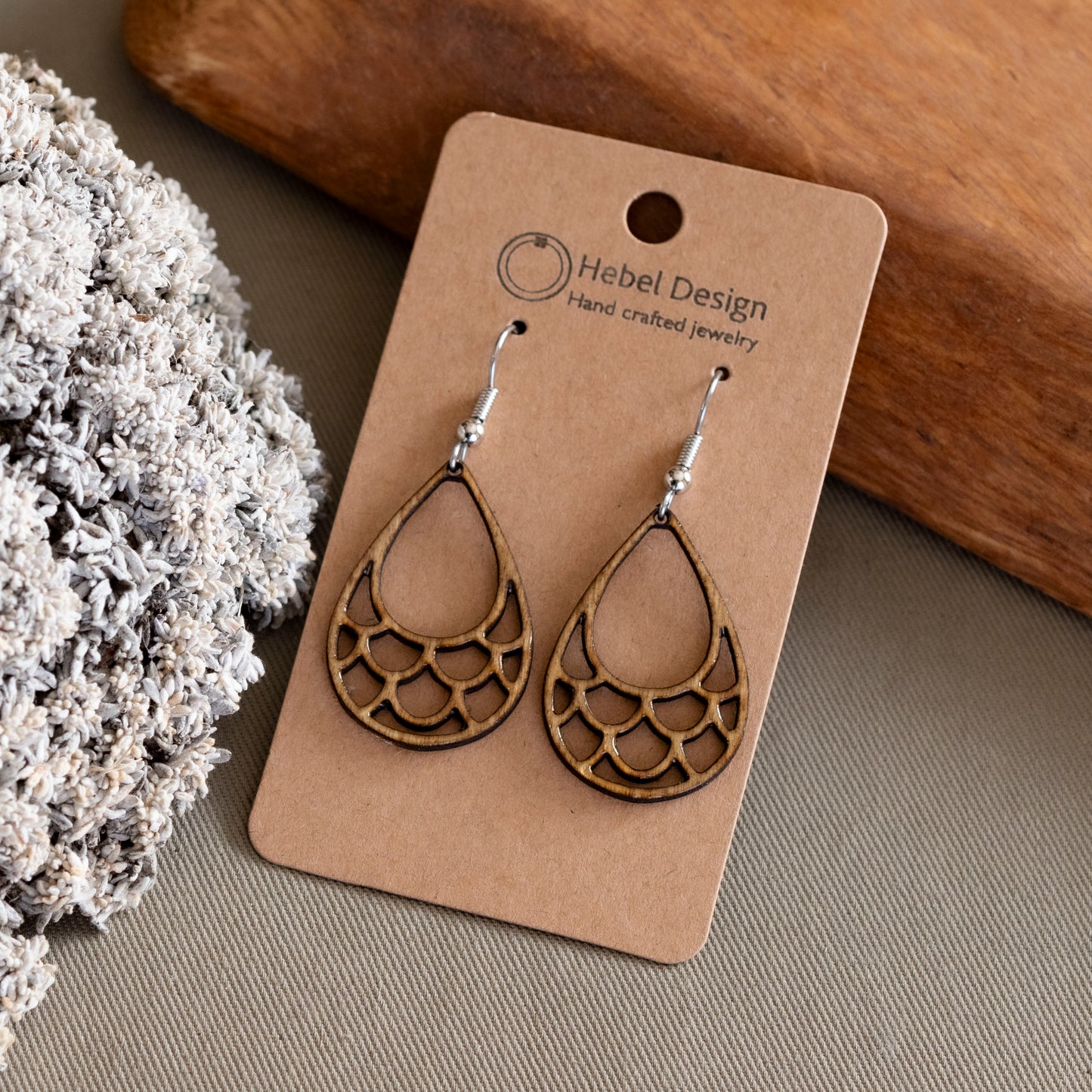 Wooden Dangle Earrings - Hebel Design