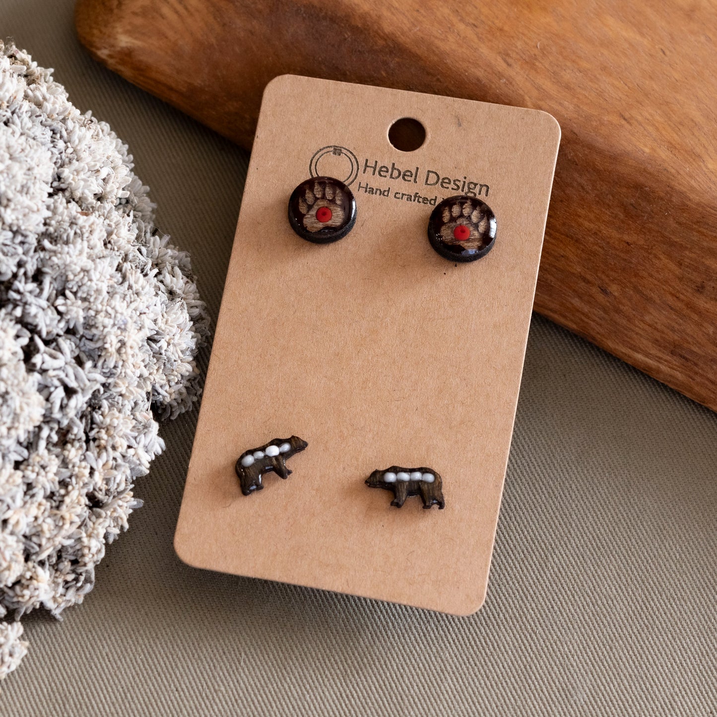 Wooden Post Earrings - Hebel Design
