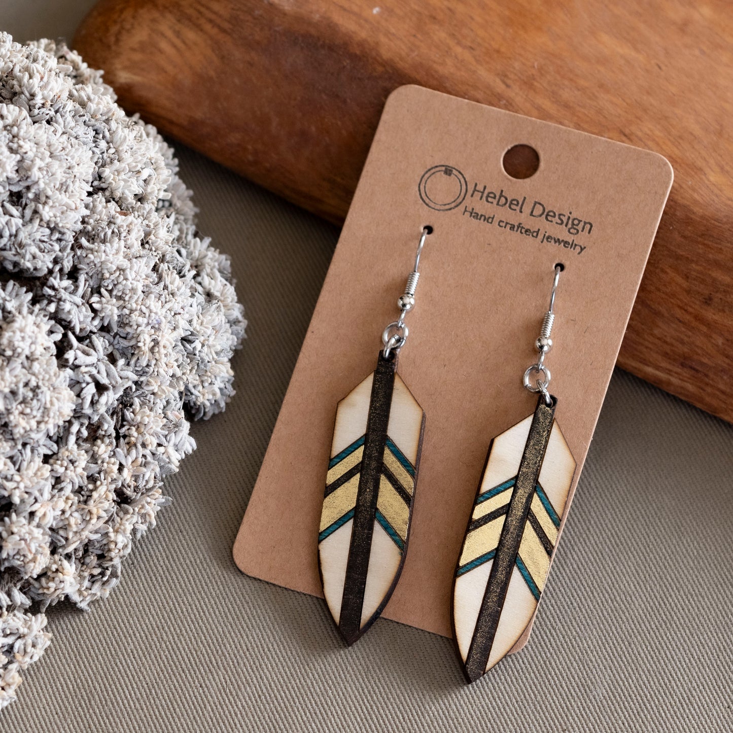 Wooden Dangle Earrings - Hebel Design
