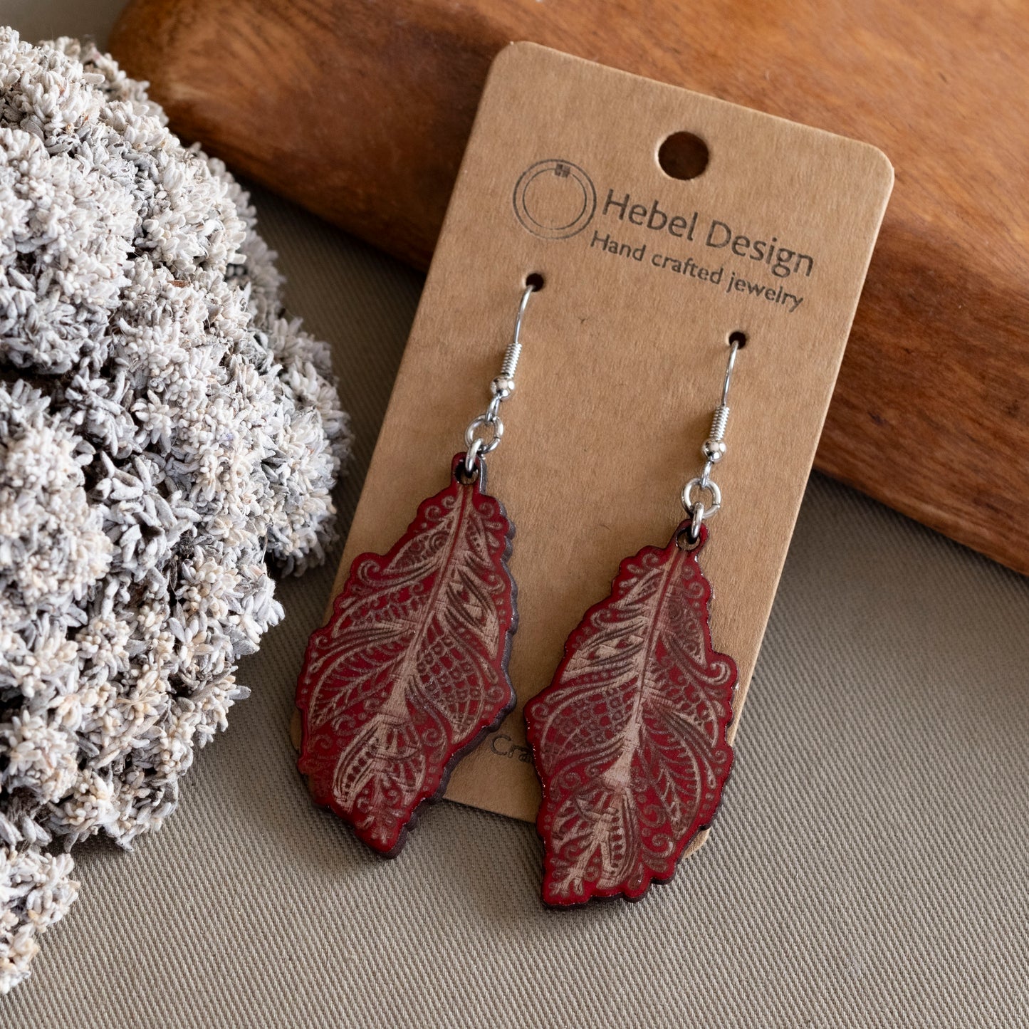 Wooden Dangle Earrings - Hebel Design