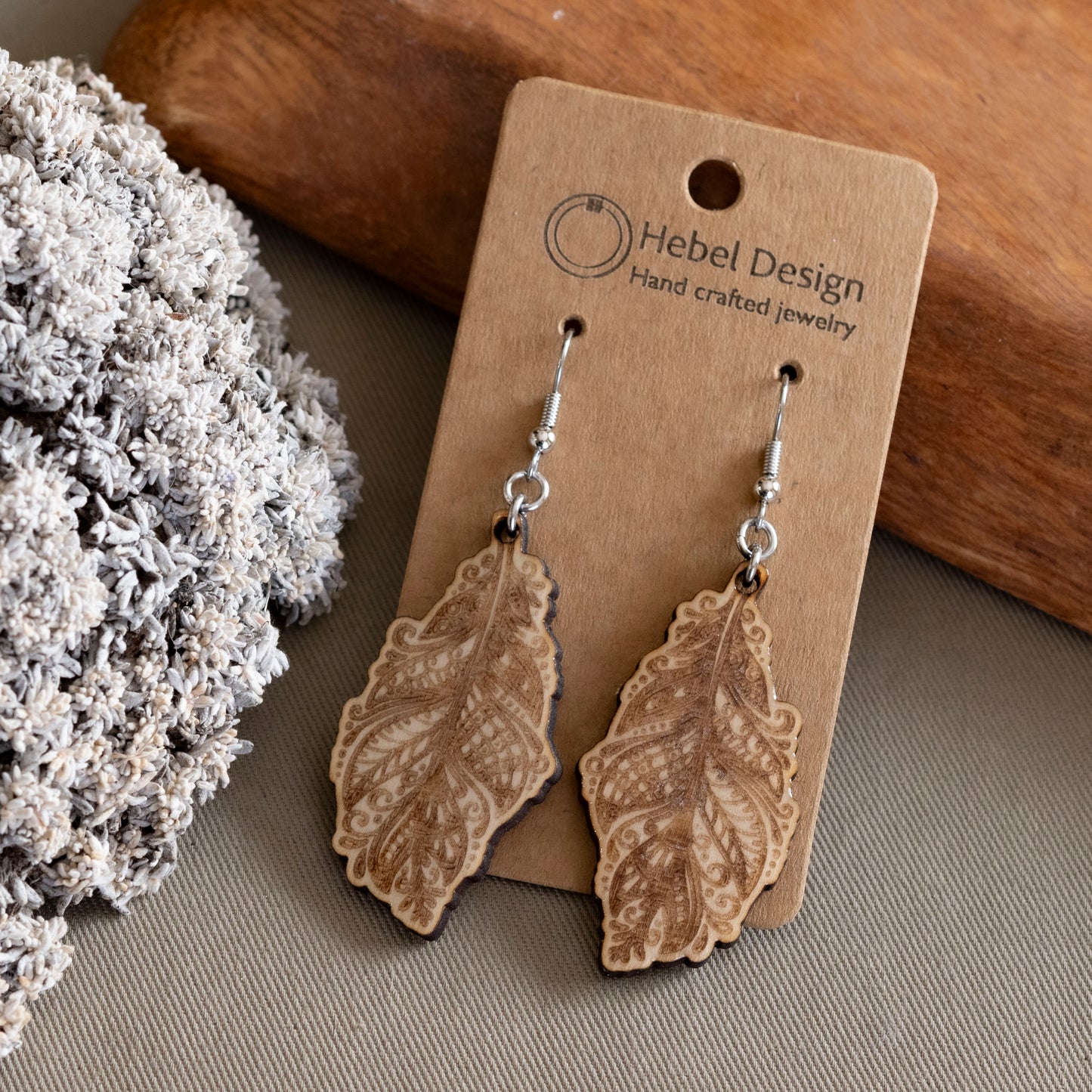 Wooden Dangle Earrings - Hebel Design