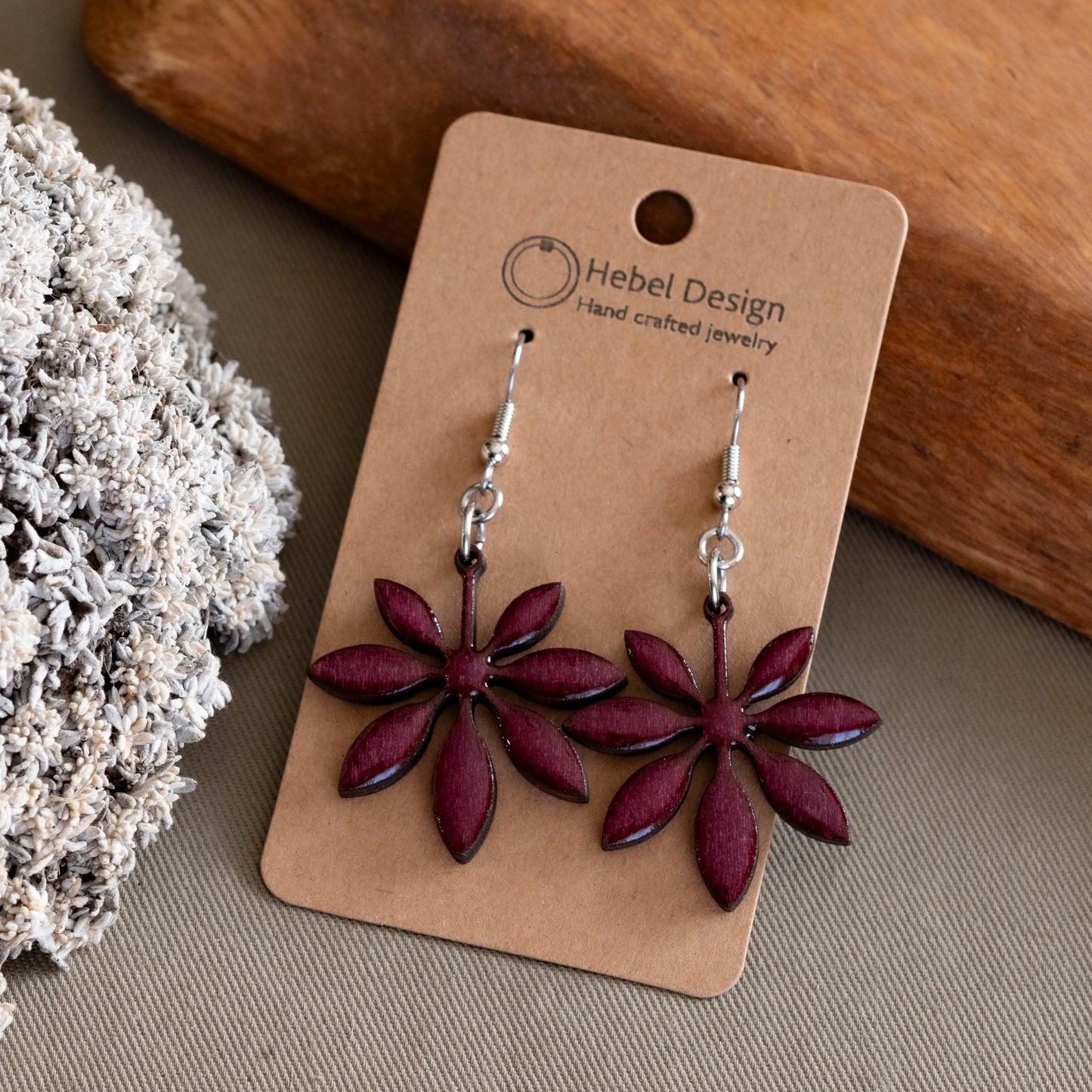 Wooden Dangle Earrings - Hebel Design