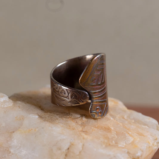 Copper Floral wrap ring