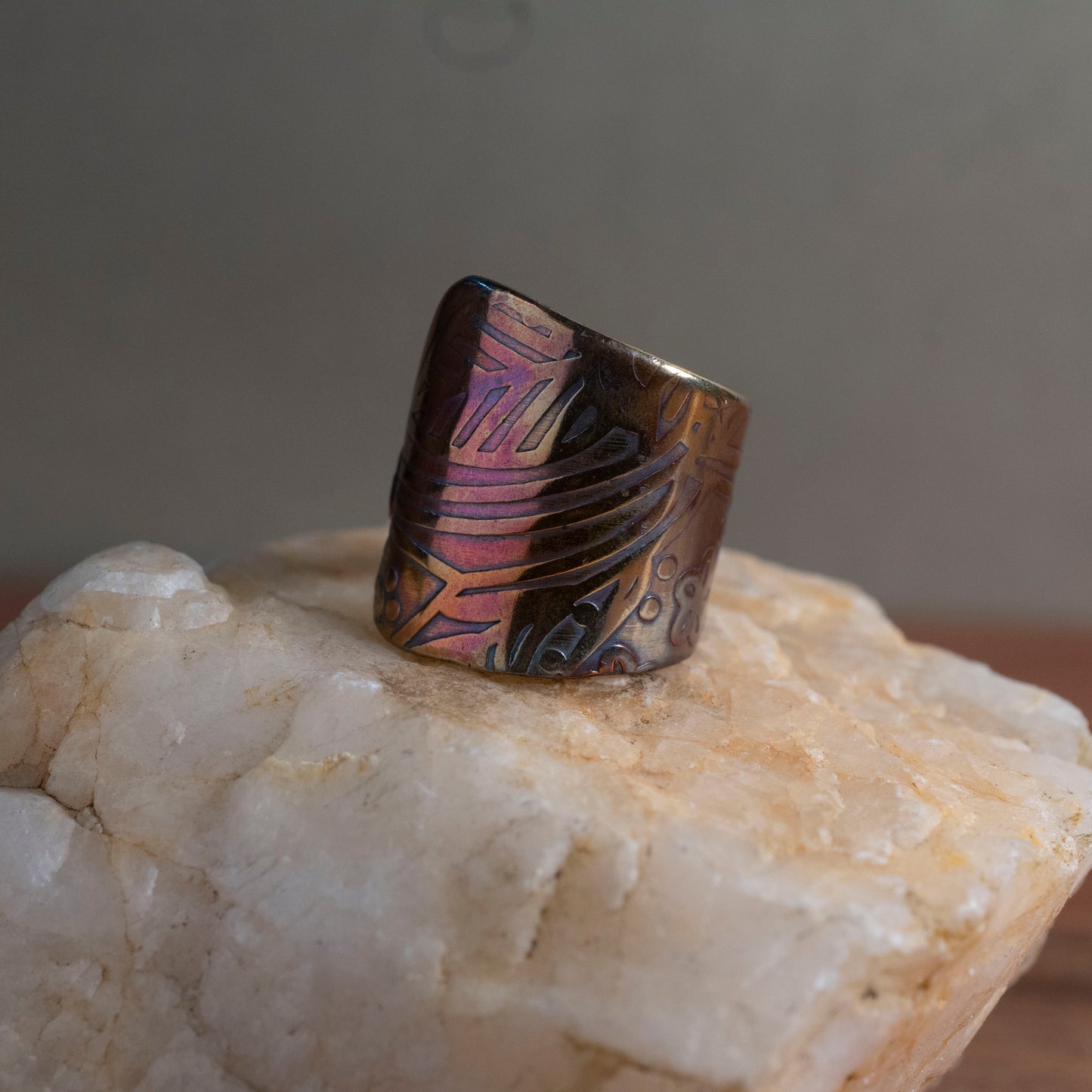 Copper Floral wrap ring