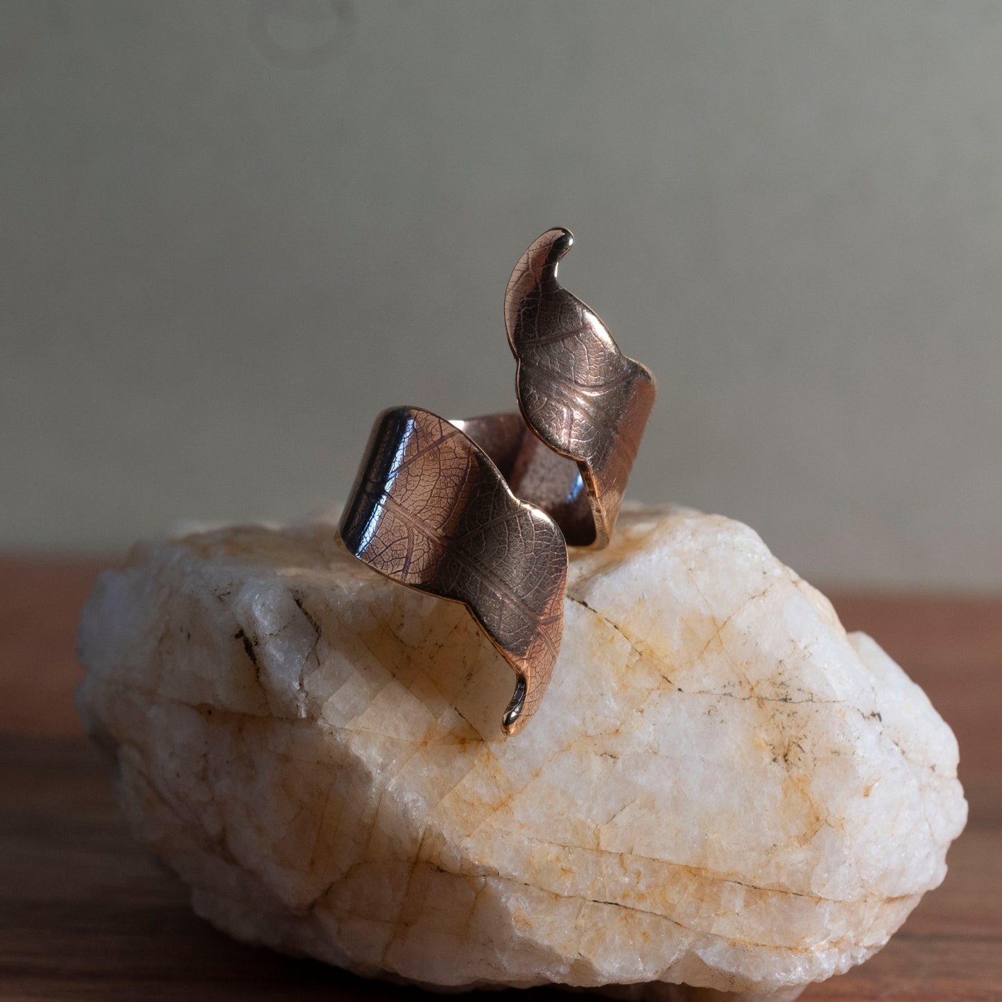 Brass Leaf Wrap ring - Hebel Design