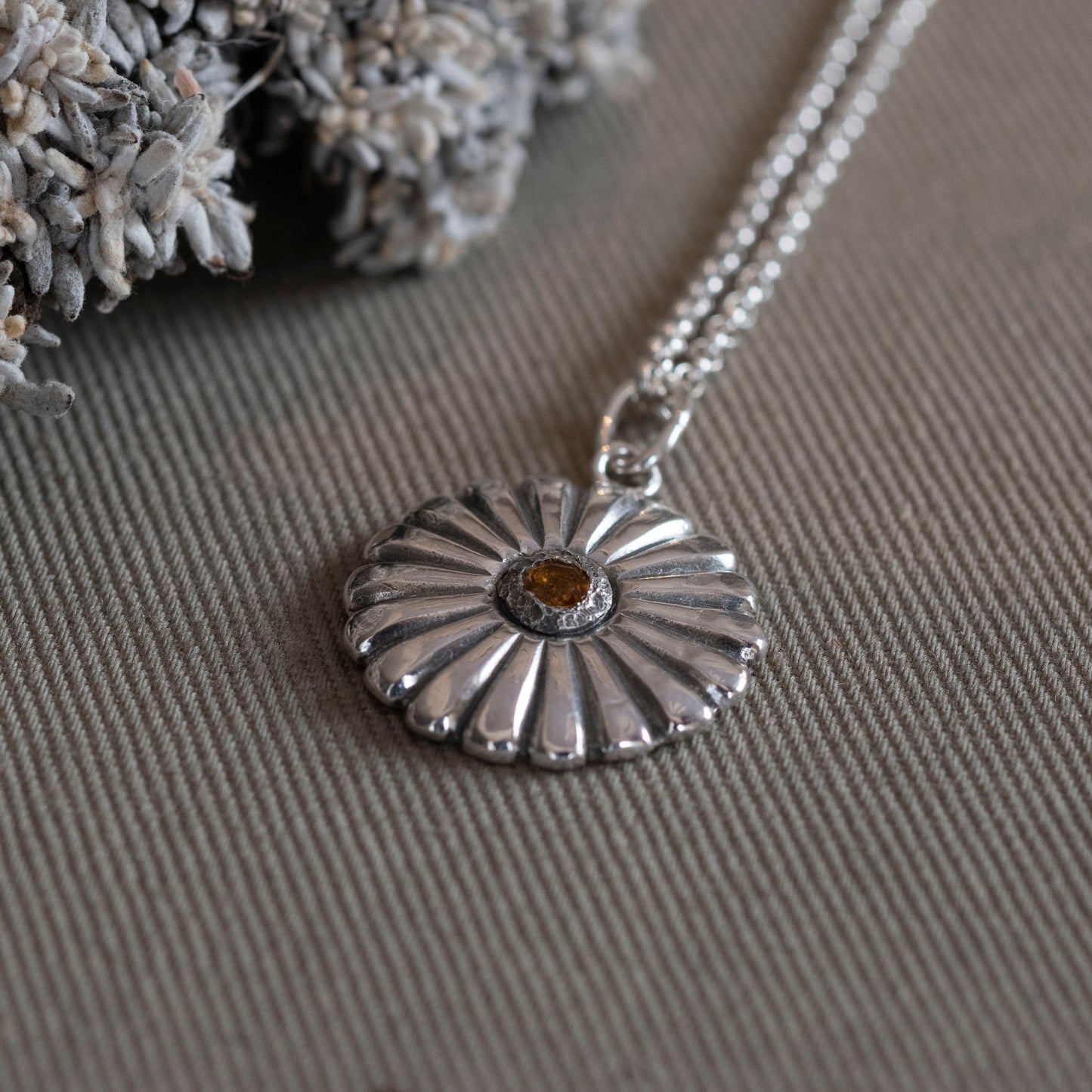 Silver and Citrine Daisy Necklace from the Last Hours, James and Cordelia