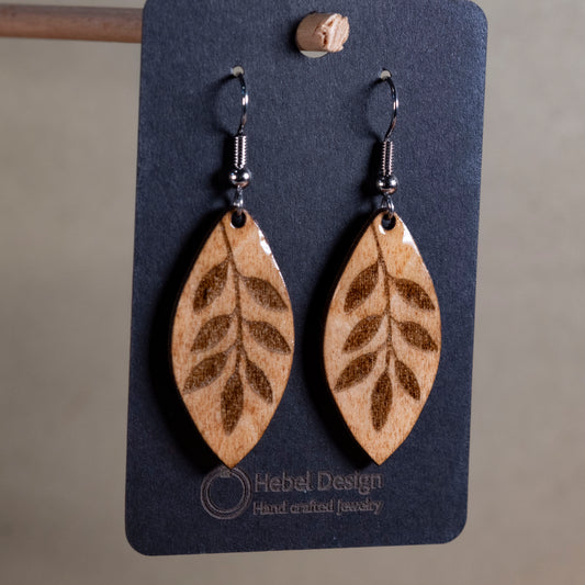 Wooden Earrings Dangle Coated