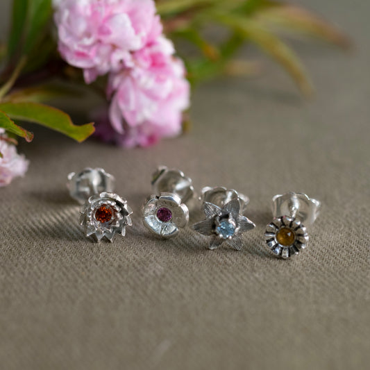 January, February, March, April Floral Stud Earrings