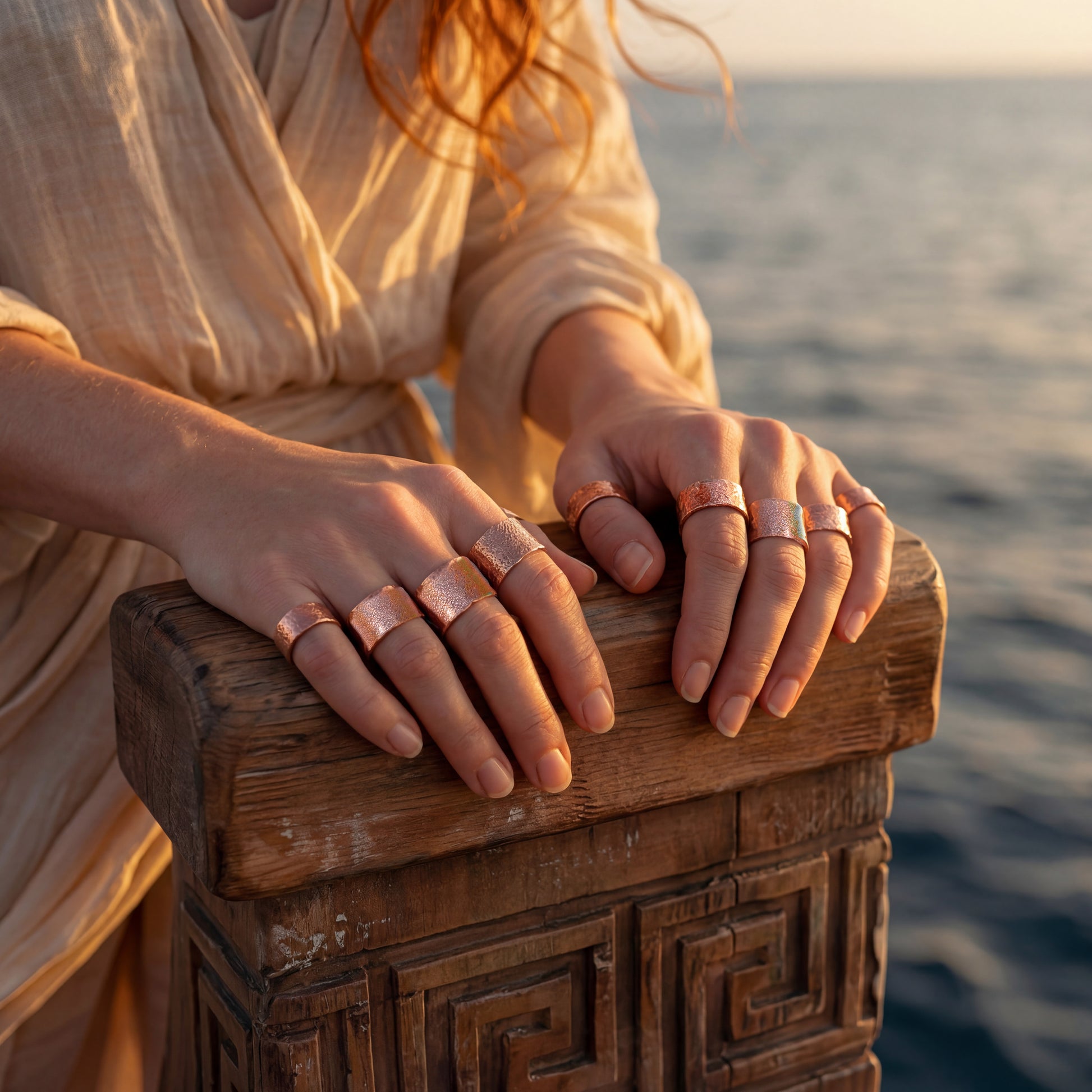 fantasy inspired Elfalter rings in Caspia's hands