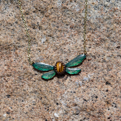Verdant Winged Tiger’s Eye Necklace - Hebel Design