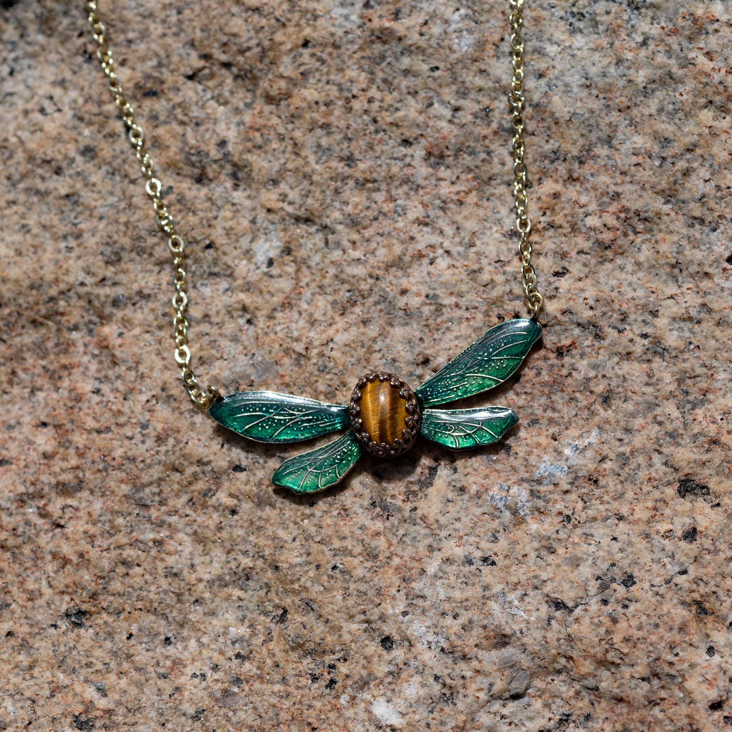 Verdant Winged Tiger’s Eye Necklace - Hebel Design
