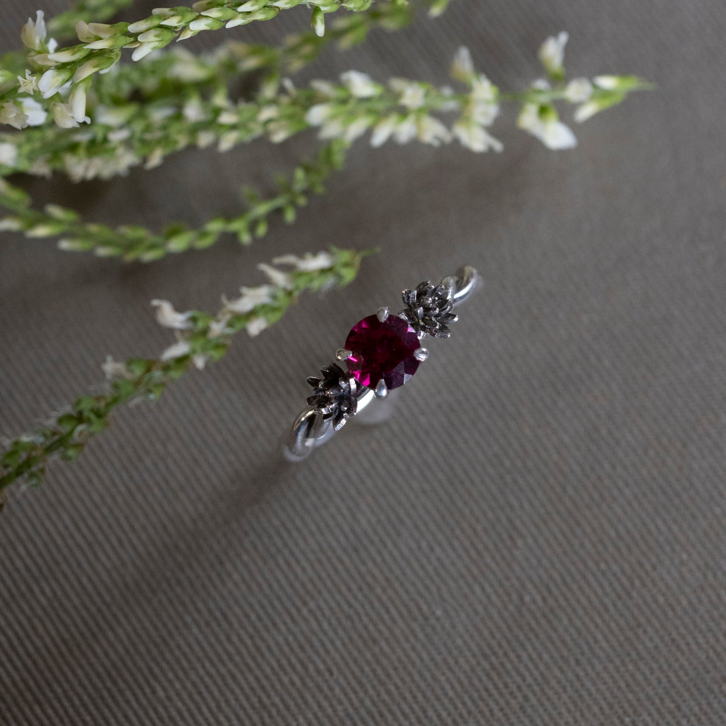 July Ruby and Water Lily Ring