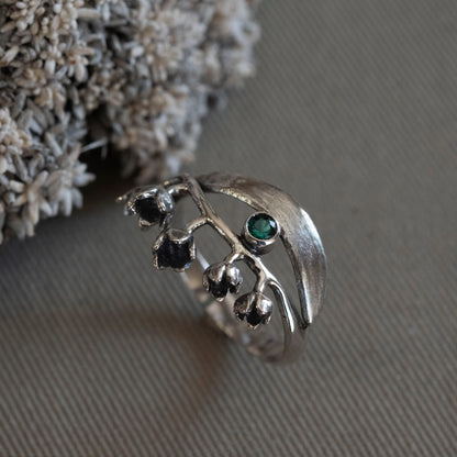 May Lily of the Valley & Emerald Ring - Hebel Design