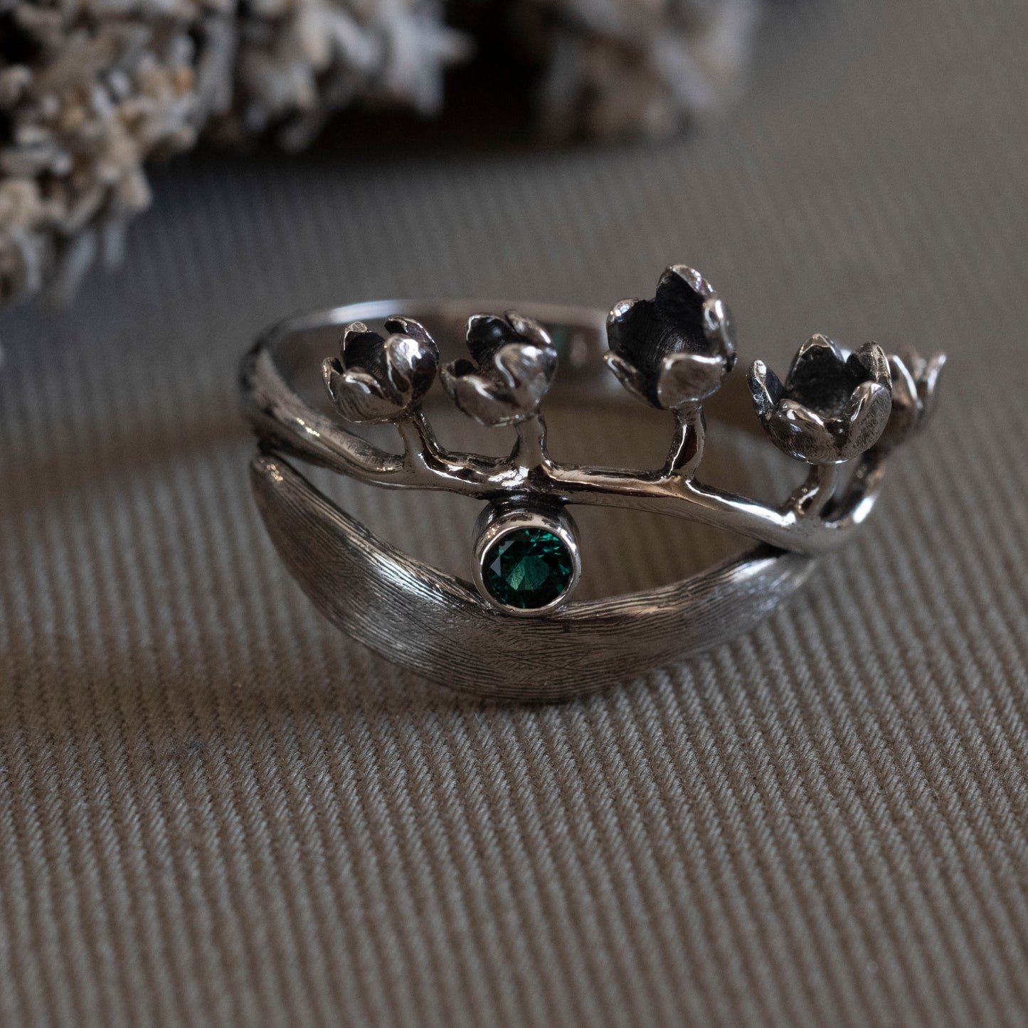 May Lily of the Valley & Emerald Ring - Hebel Design