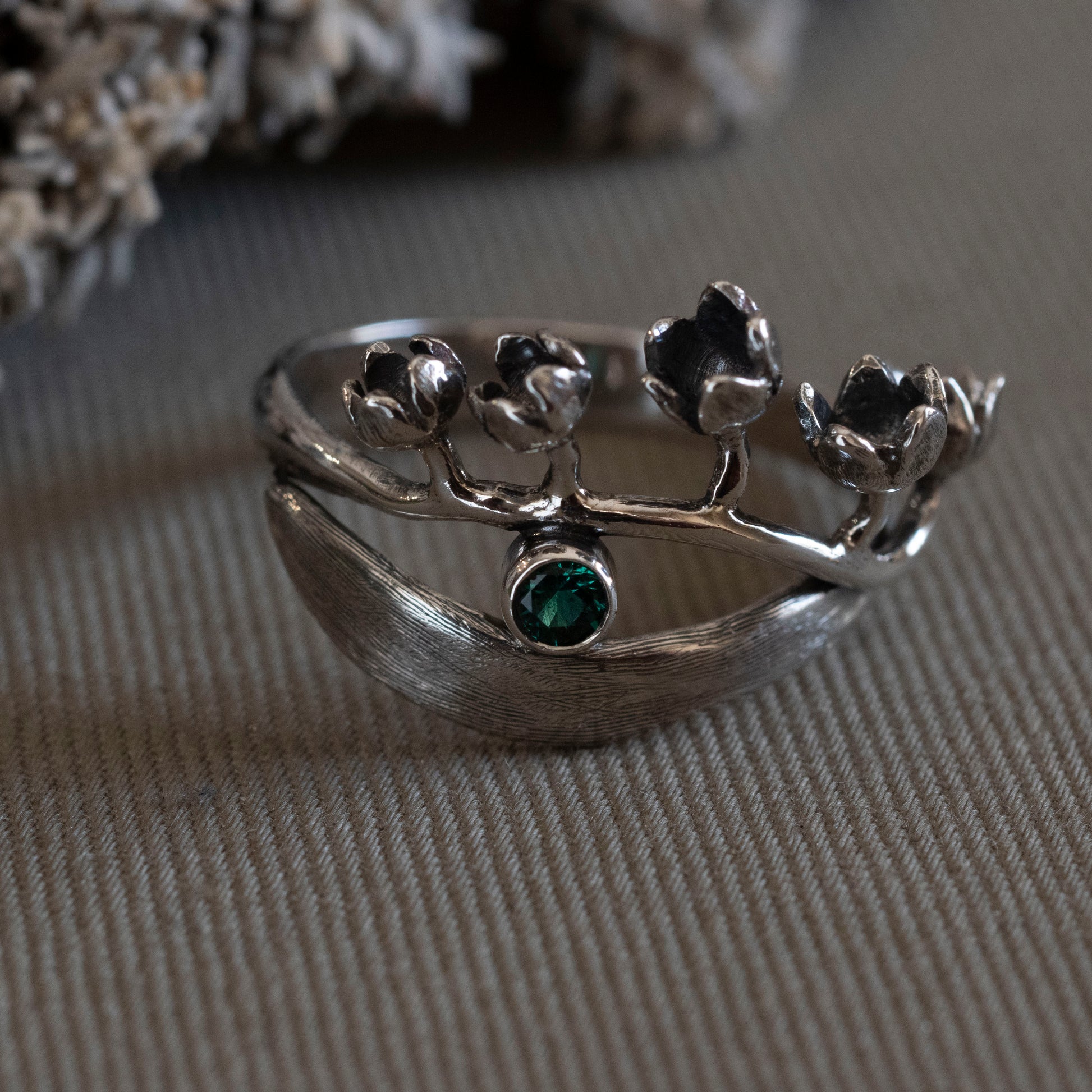 May Lily of the Valley & Emerald Ring - Hebel Design