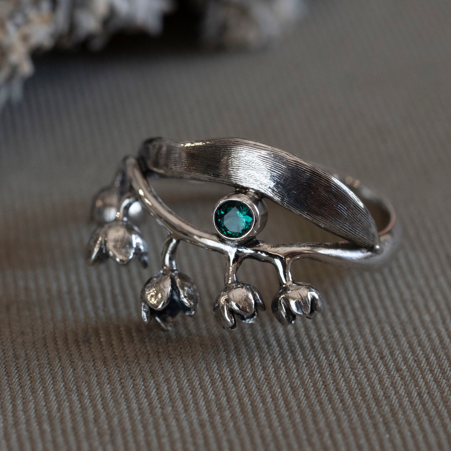 May Lily of the Valley & Emerald Ring - Hebel Design