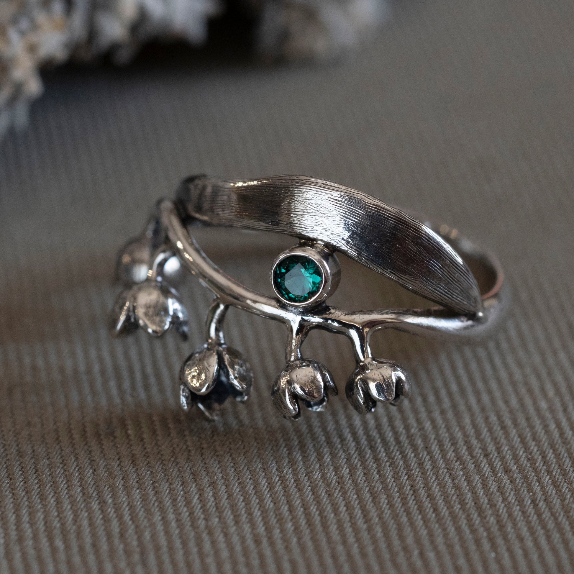 May Lily of the Valley & Emerald Ring - Hebel Design