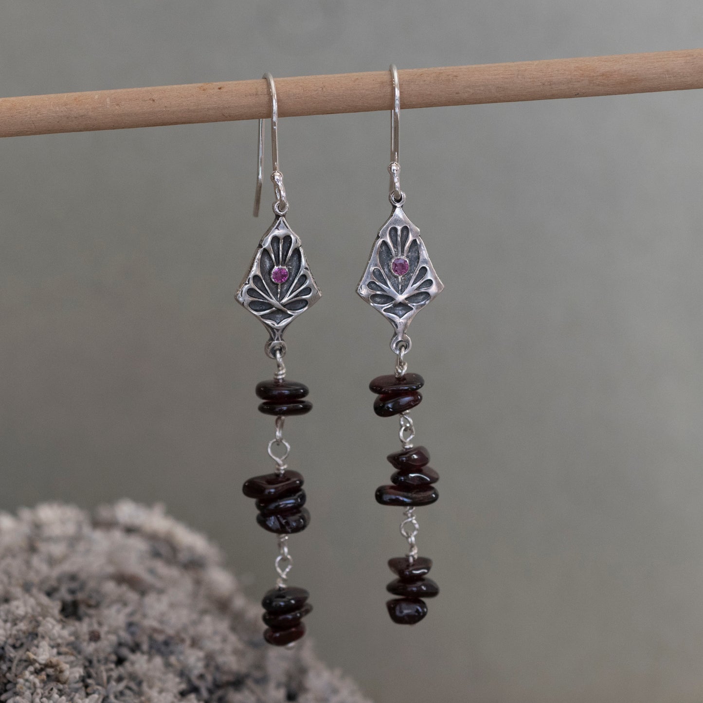 Art Nouveau Garnet Earrings - Hebel Design