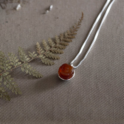 Red Agate Rose Necklace - Hebel Design