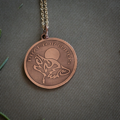 Praetor Lupus pendant in copper - Infernal Devices  - Front of the necklace