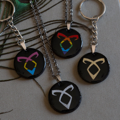 Pride Angelic Power Rune  | Limited Edition Wooden Pendants & Keychains