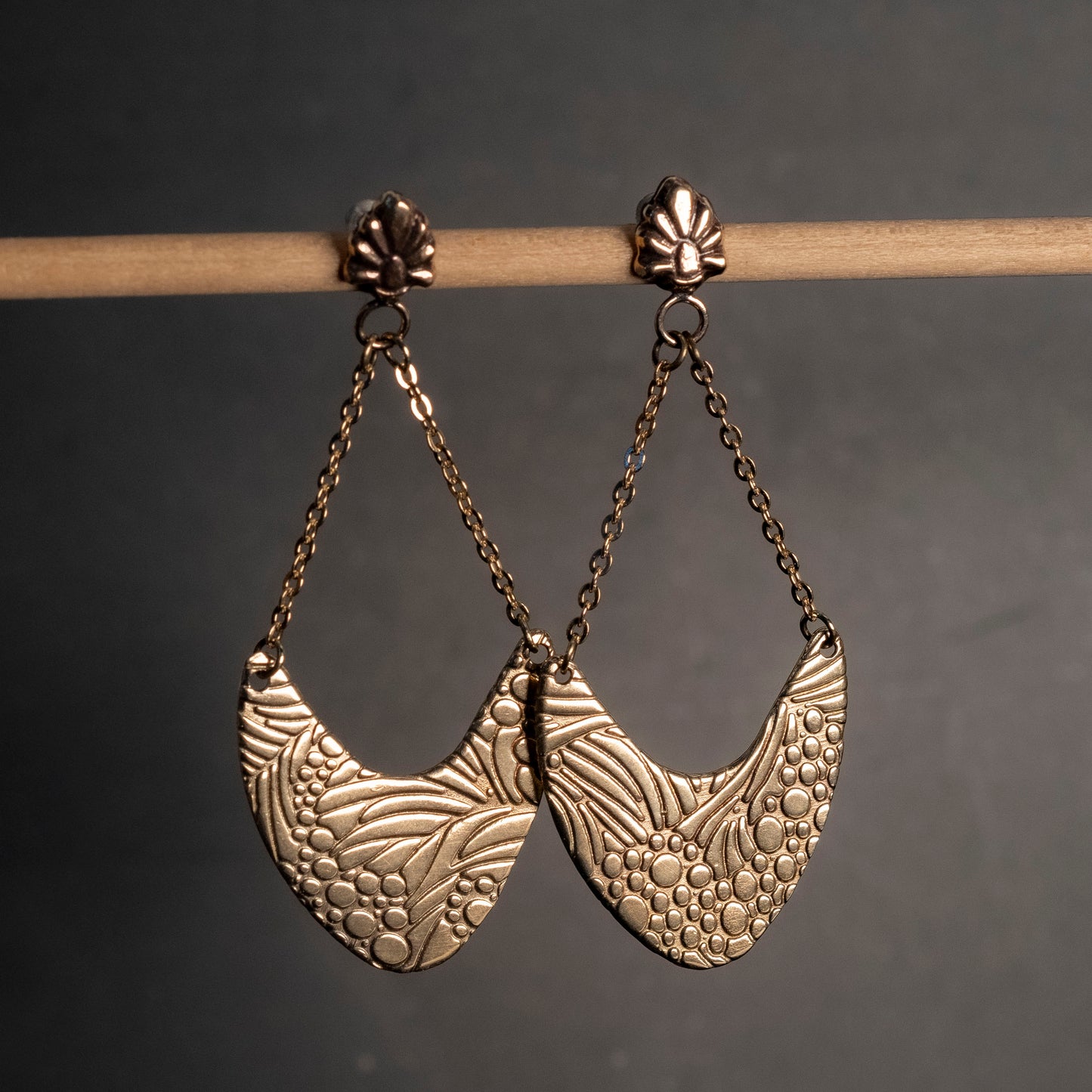 Pebbled beach Brass Earrings