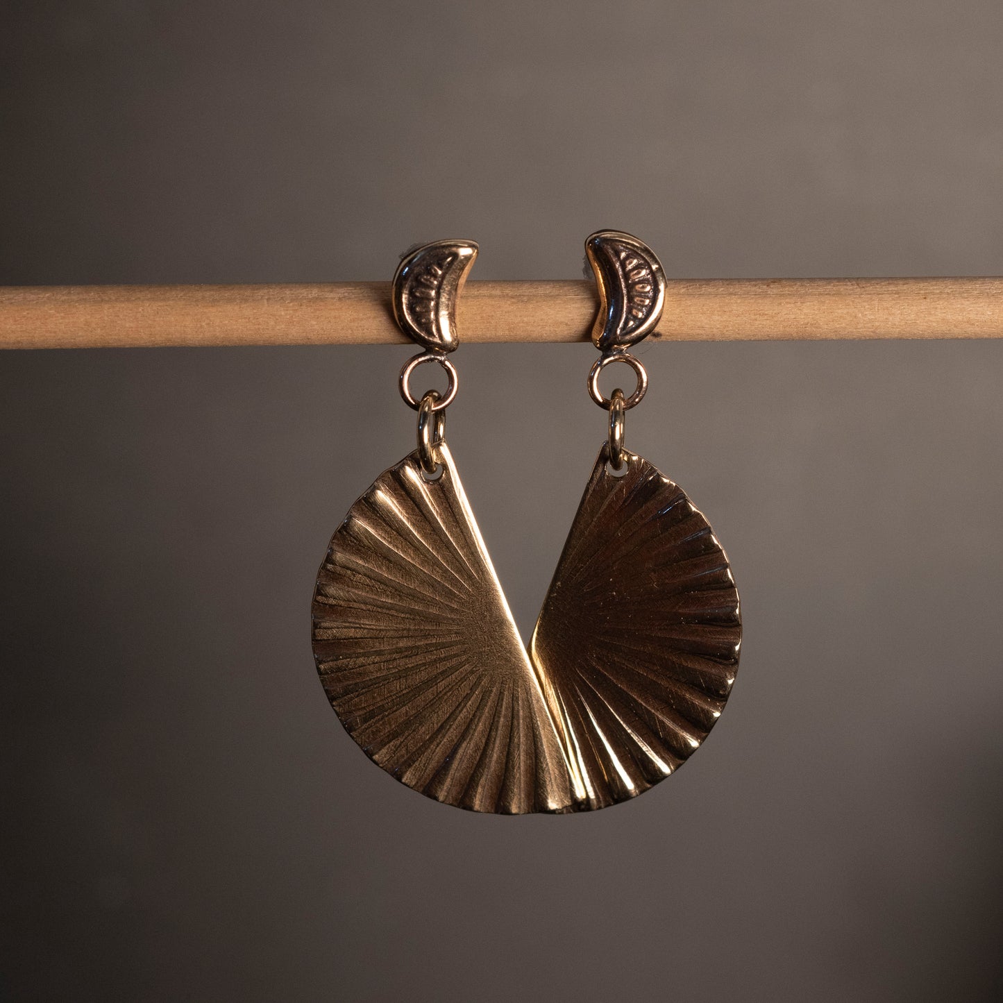 Fan Brass Earrings