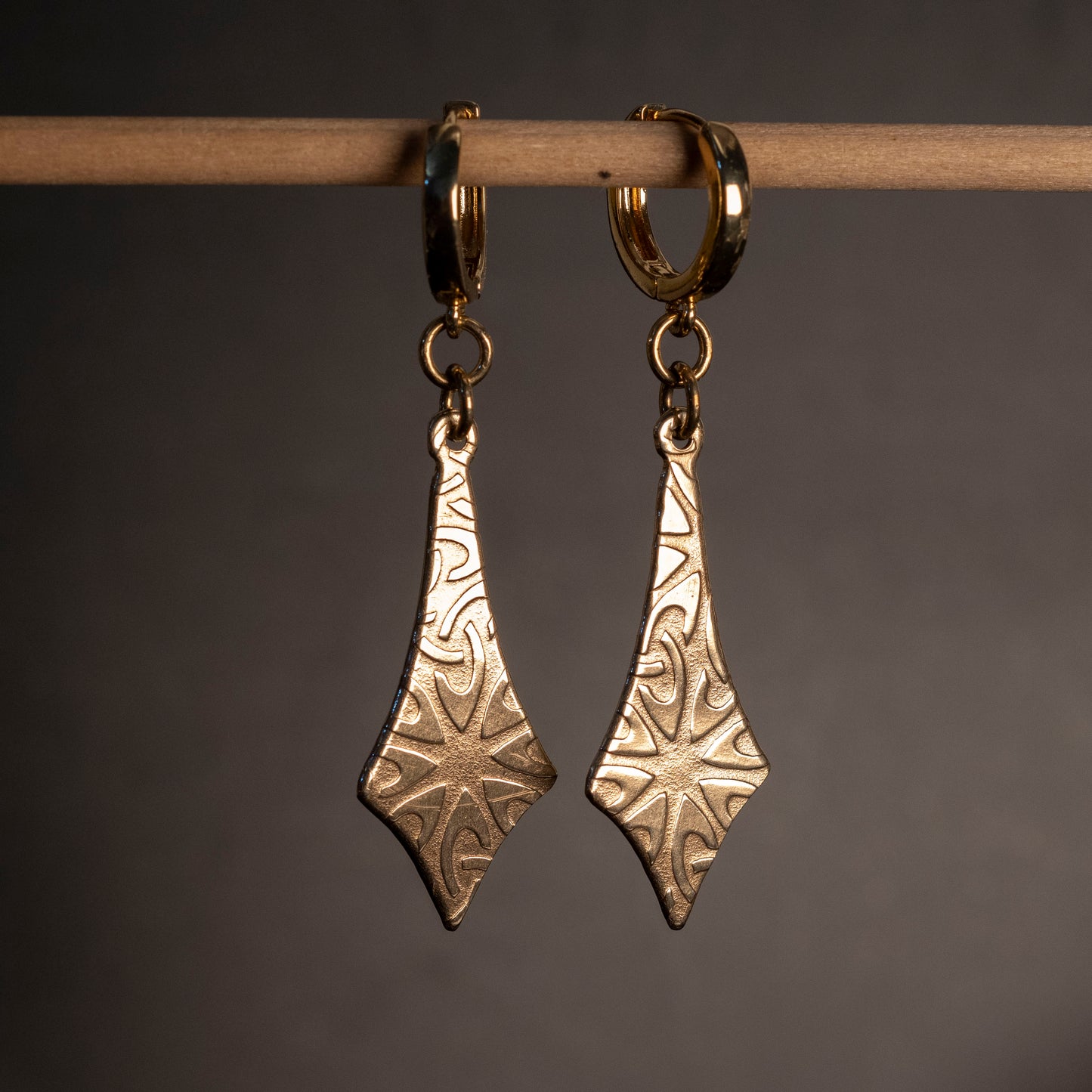 Diamond Drop Brass Earrings