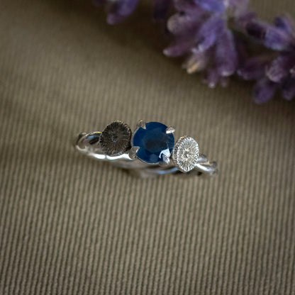 September Sapphire and Aster ring