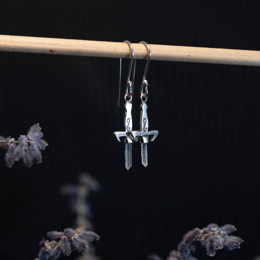 Seraph Blade Crystal Quartz Earrings